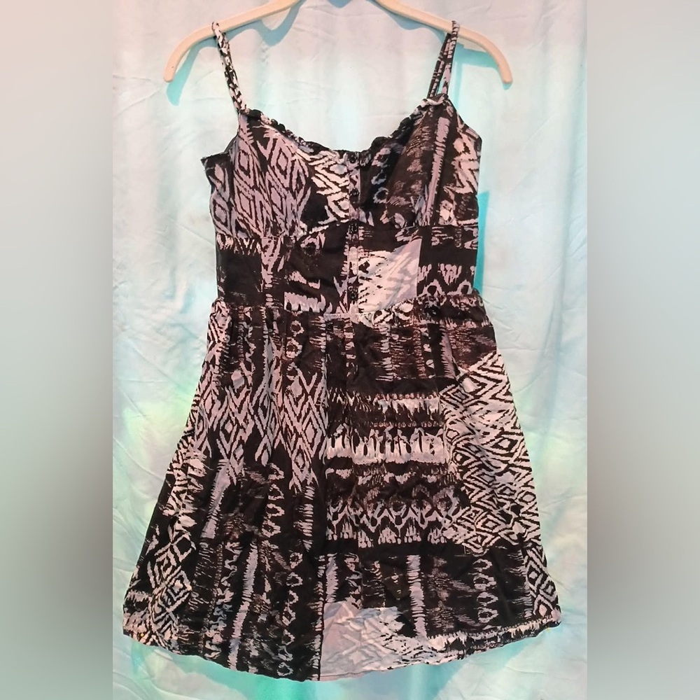 AGB Black and Light Pink Strapless Printed Dress